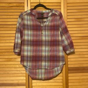 Bit and Bridle 100% Cotton Plaid Women’s Size Small Top